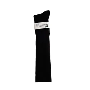Classic black ribbed long socks for women, knee high design, warm and stylish autumn winter wear.