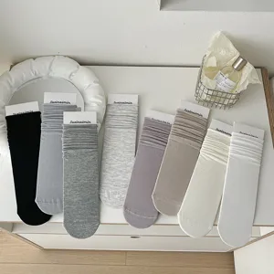 Japanese solid color slouch socks for women autumn mid tube comfortable casual wear