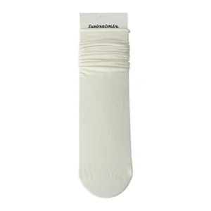 Women solid color stack socks white mid tube casual cotton socks for daily wear now