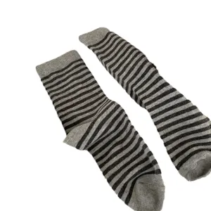 Women striped mid-tube socks casual autumn winter grey knit hosiery basic daily wear comfort