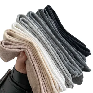 Women solid color mid tube socks casual cotton breathable slouch socks daily versatile hosiery