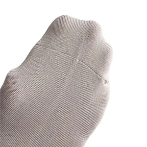 Comfortable ribbed knit crew socks in nude color, soft cotton blend material for daily wear.