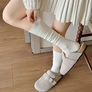 Women's Casual Cotton Over The Knee Socks Solid Color High Tube Long Socks Sweet Japanese Style Kawaii Daily Wear Leg Warmers