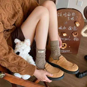 Damen Wollmischung Slouch Socken Winter warme dicke mittlere Socken mit Stoffetikett