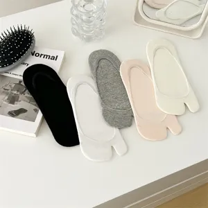 Cotton split-toe tabi low-cut invisible socks, comfortable anti-slip summer daily wear.