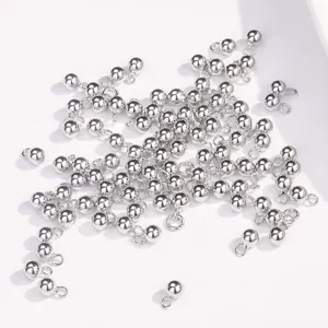 Perles d'Espacement en Argent Sterling S925 Perles Rondes à Double Couche Pour Bracelet Collier DIY Accessoires de Bijoux Fait Main