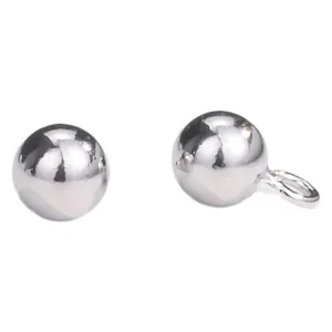 Perles rondes en argent S925 et breloque anneau accessoires bijoux DIY pour bracelet collier