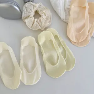 Detailed view of women's low-cut invisible boat socks, summer breathable ice silk thin socks.