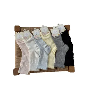 Korean style hollow polka dot crew socks for women, cute mesh stackable long socks.