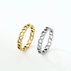 Roestvrijstalen holle hartringen set, goud en zilver minimalistische mode vrouwen sieraden.