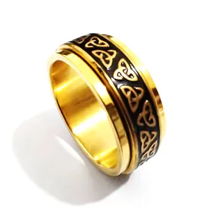 Vintage Roestvrij Stalen Draaibare Keltische Knoop Ring Voor Mannen Vrouwen Punk Spinner Vingerring Retro Sieraden Cadeau