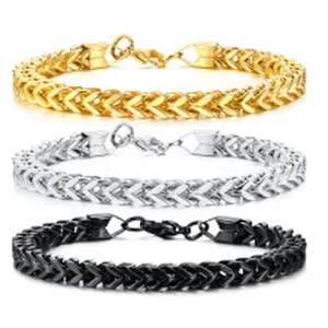 Set di bracciali in catena di grano in acciaio inossidabile per uomo donna gioielli