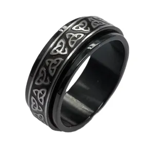 Roestvrijstalen Keltische knoop spinner ring voor heren trendy draaibare titanium ring