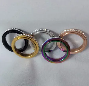 Set di anelli girevoli in cristallo acciaio inossidabile multicolore gioielli moda