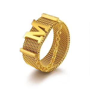 Gouden mesh ketting M letter ring modieuze sieraden mode voor vrouwen statement