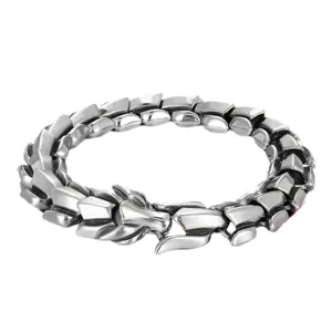 Bracelet de chaine en metal tete de dragon echelle de dragon punk retro pour hommes mode