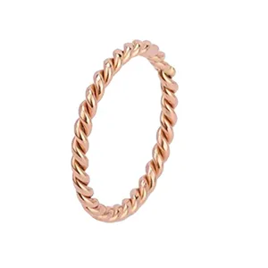 Minimalistische gedraaide touwring van roestvrij staal geweven band vrouwen sieraden