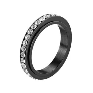 Anello antistress in acciaio inossidabile con zirconi cubici scintillanti per coppie.