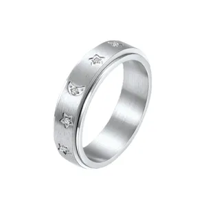 Stainless steel spinner ring with star moon zircon for couple fashion trend daily wear