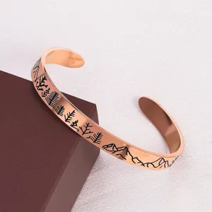 Brazalete de acero inoxidable runas vikingas, elegante pulsera grabada de montaña.