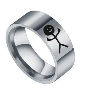 Roestvrij staal middelvinger grappige doodle ring voor koppels, cool persoonlijkheid sieraden.
