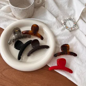Joli lot de petites pinces à cheveux élégantes en acétate coloré, style français.