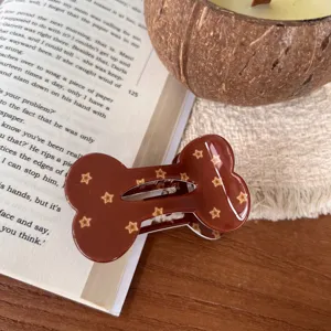Süße braune Sternen-Knochen-Haarklammer süßes minimalistisches Haaccessoire für Frauen Alltag.
