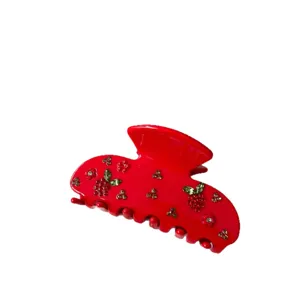Rote Strass Erdbeere Haarklammer stilvolles Haaraccessoire für Damen Alltagslook Hauptansicht