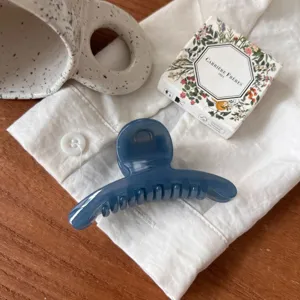 Pince à cheveux bleue élégante française petit accessoire de cheveux pour femmes quotidien.