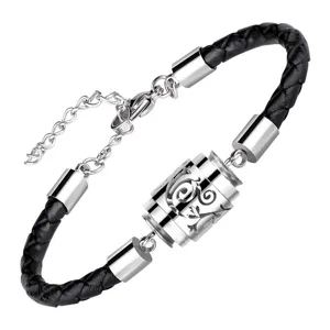 Roestvrij Staal Essentiële Olie Diffuser Armband Gevlochten Leer Aromatherapie Hollow Patroon Ketting Voor Unisex Sieraden Cadeau