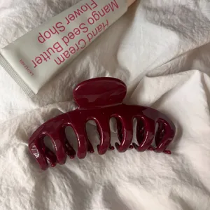 Burgundy hair claw clip large hollow shark clip minimalist hair accessory for women styling