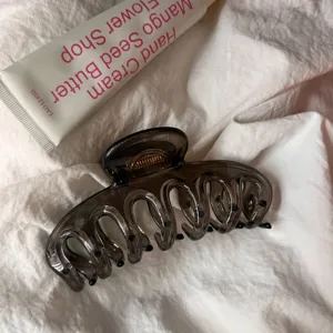 12cm large hollow hair claw clip dark translucent minimalist shark clip for women detail