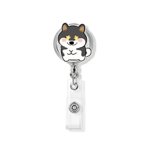 Süße Shiba Inu Acryl Einziehbare Ausweishalter-Rolle Mit Rückenclip Für Krankenschwester Arzt ID-Kartenhalter Büro Geschenk