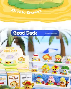 Joli ensemble de mini blocs de construction de canard de dessin animé, jouets mystères.