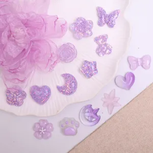 Kids Hair Accessories Resin Flower Star Bow Cute DIY Hair Clip Patches Children Headwear Hair Decoration Craft Parts