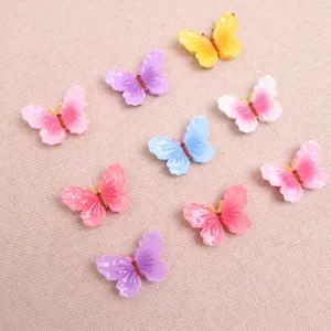 Resin gradient butterfly charms for DIY phone case, colorful cute accessories for hair clips.