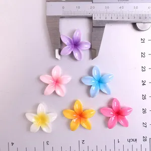 Colorful resin plumeria flower charms five-petal cabochons for DIY jewelry making accessories.