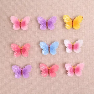 Resin butterfly charms, glossy gradient DIY hair clip phone case craft decorative accessories.
