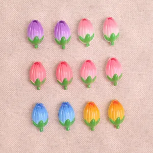 Resin tulip flower cabochons for DIY crafts, phone case decoration, and hair accessories.