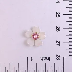 DIY white five petal flower rhinestone charm flatback patch for hair clip phone case craft