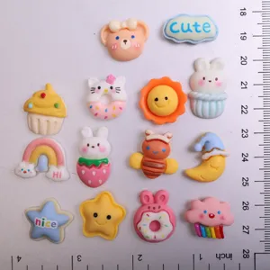 Cute resin cartoon rabbit star donut charms DIY craft accessories for phone case 1pc