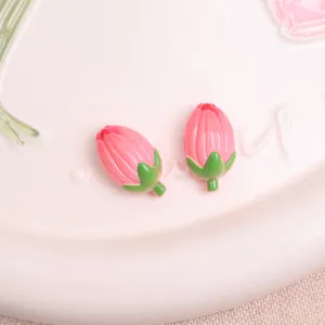 Cute 3d tulip resin cabochons charms for diy phone case hair clip crafting accessories