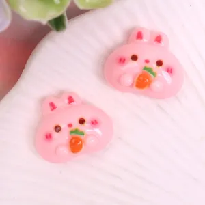 Cute resin rabbit cabochons hugging carrots, perfect for DIY hair clips and phone cases.