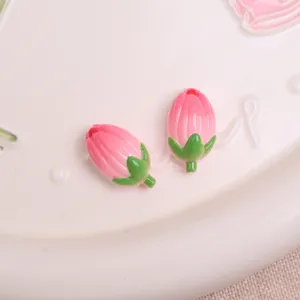 Resin tulip flower charms DIY accessories cute pink tulip buds for phone case craft