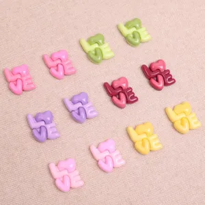 Glossy sweet Love letter resin DIY charms, colorful handmade hair clip and phone case accessories