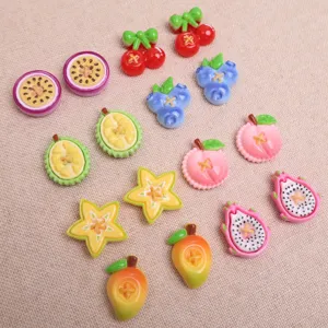 Jolis charms en résine de fruits de dessin animé pour bricolage, coque de téléphone et bijoux.