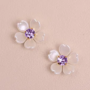Five-petal flower pearl rhinestone DIY craft patch for phone case hair accessory 2pcs