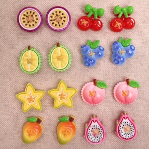 Jolis cabochons en résine fruits à dos plat pour pinces à cheveux accessoires téléphone.
