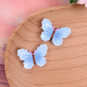Glossy gradient blue butterfly resin charms, DIY phone case and hair clip accessories, cute craft supplies