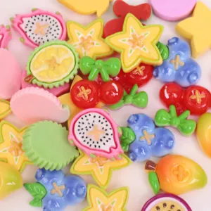 Cabochons en résine fruits de dessin animé colorés pour pinces à cheveux bricolage artisanat